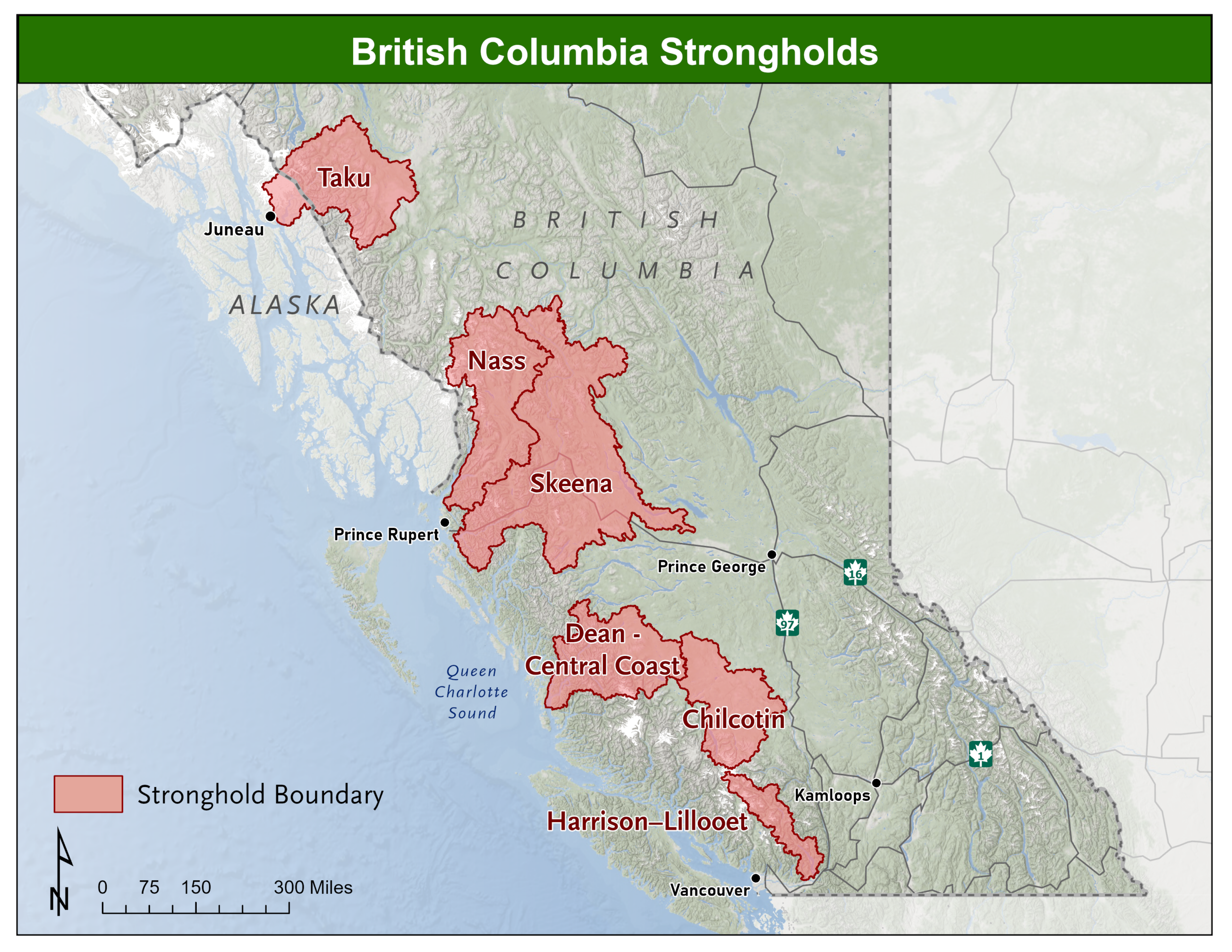 Map of BC salmon strongholds